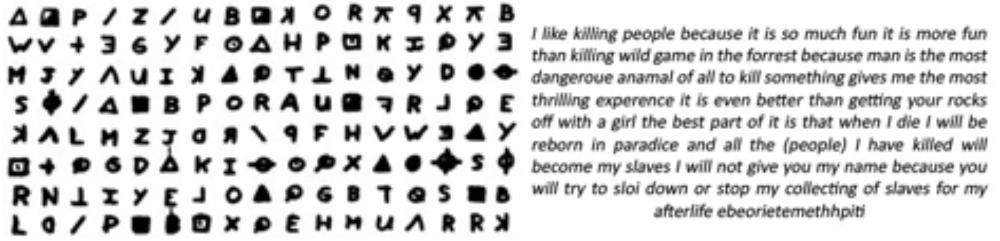 Een codebericht van de zodiac killer