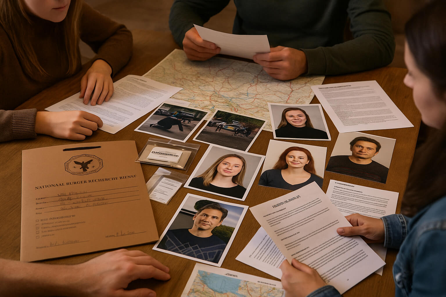 Groep speelt moordspel thuis aan tafel